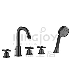 (KJ826S002 Matte Black-1) 5-hole bath/shower mixer deck-mounted