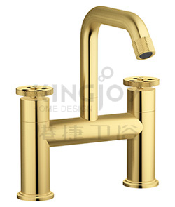 (KJ826N000 Brushed Gold-Zr (2)) Two handle bath mixer deck-mounted